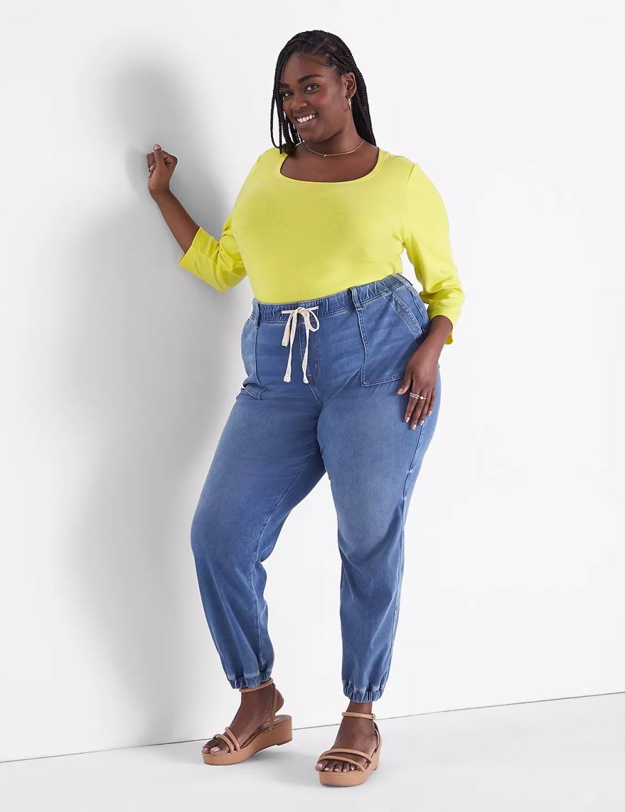 Women Lane Bryant Pull-On Boyfriend Jogger Jeans Blue | VZG424RE
