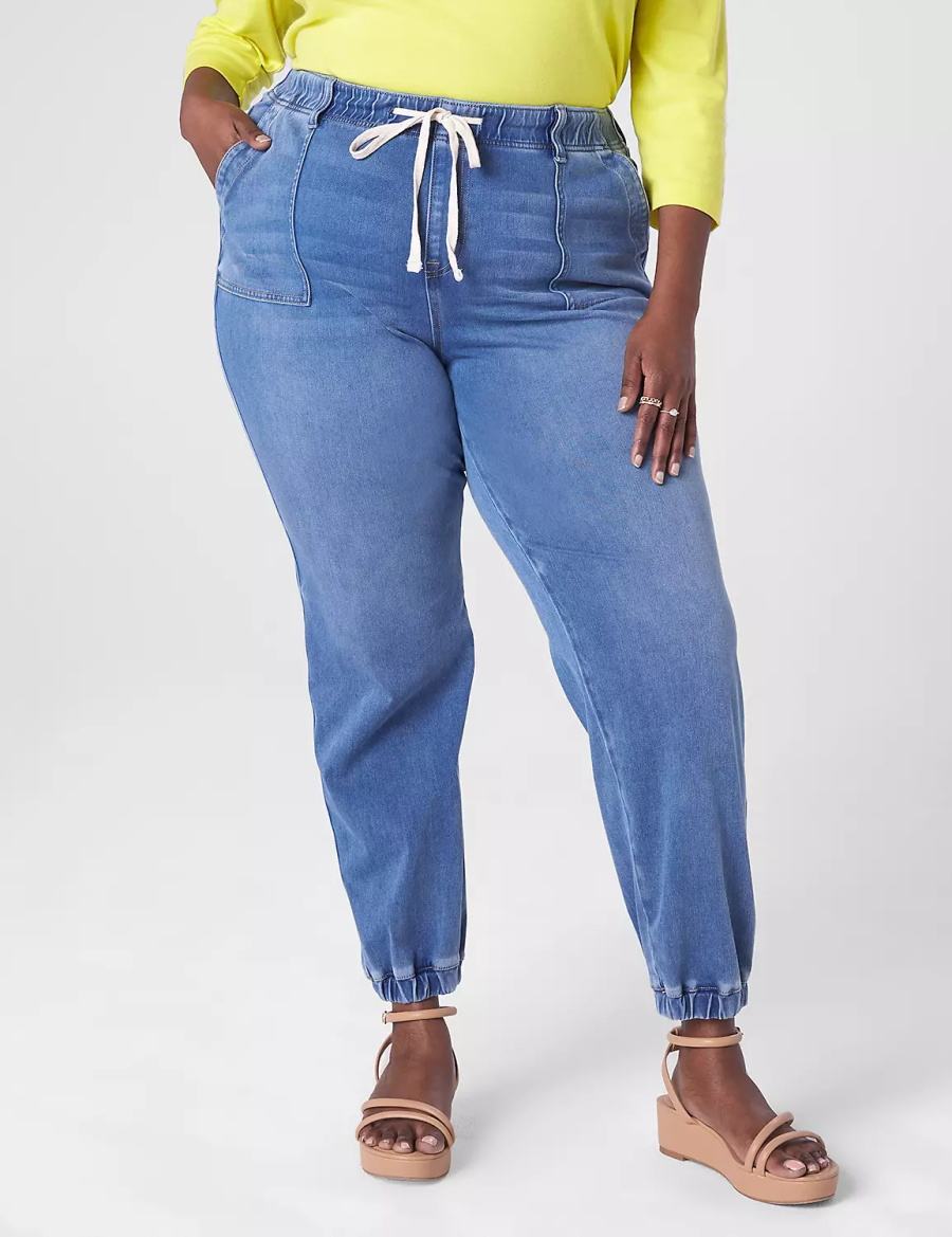 Women Lane Bryant Pull-On Boyfriend Jogger Jeans Blue | VZG424RE