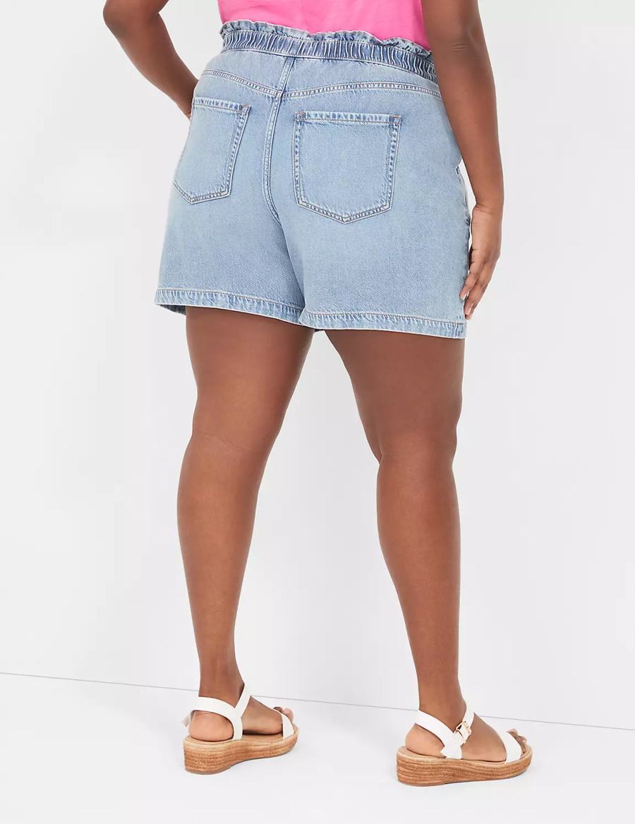 Women Lane Bryant Pull-On Fit Flirty Jean Shorts Light Blue | VRA7971CV