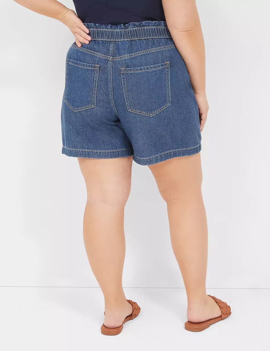 Women Lane Bryant Pull-On Fit Flirty Jean Shorts Blue | ILL2091SQ