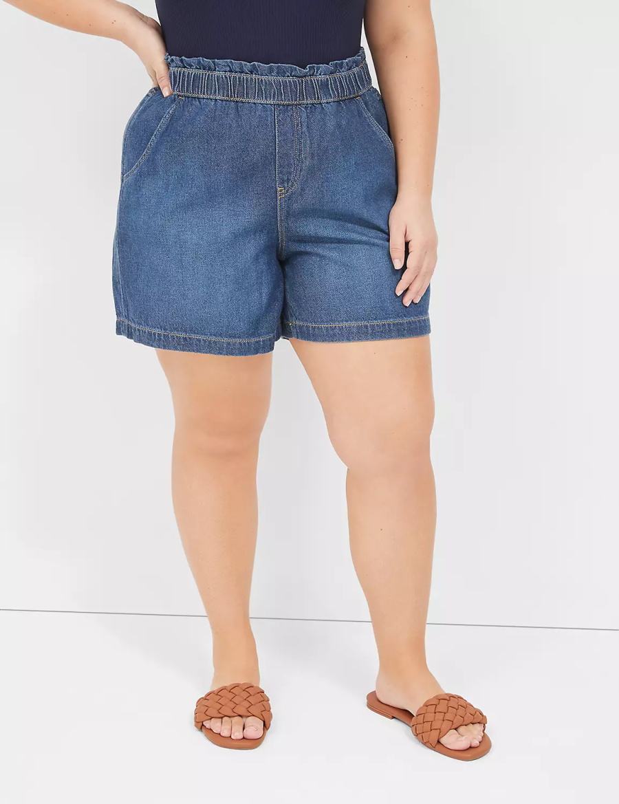 Women Lane Bryant Pull-On Fit Flirty Jean Shorts Blue | ILL2091SQ