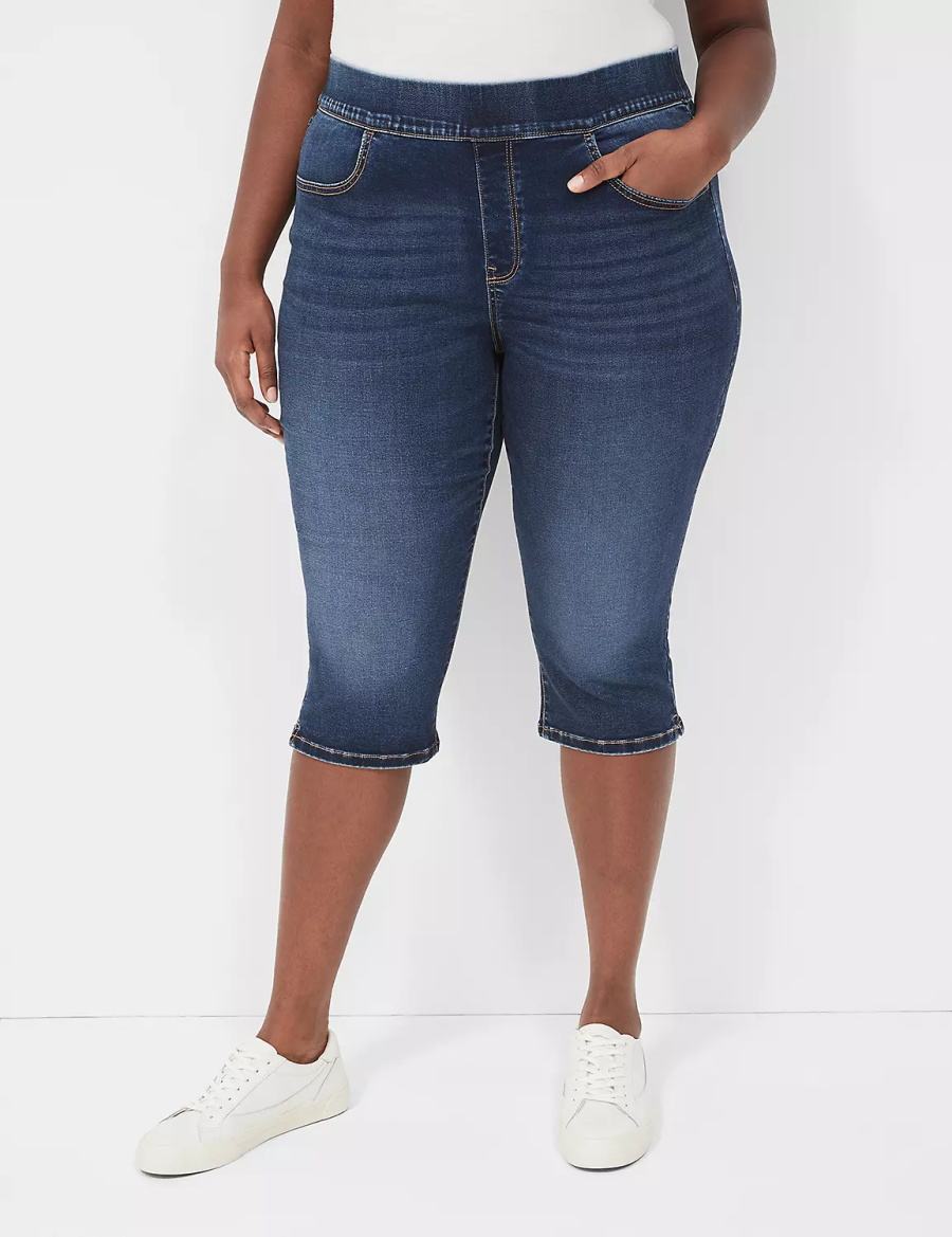 Women Lane Bryant Pull-On Fit High-Rise Pedal Jeggings Blue | VYG70100IK