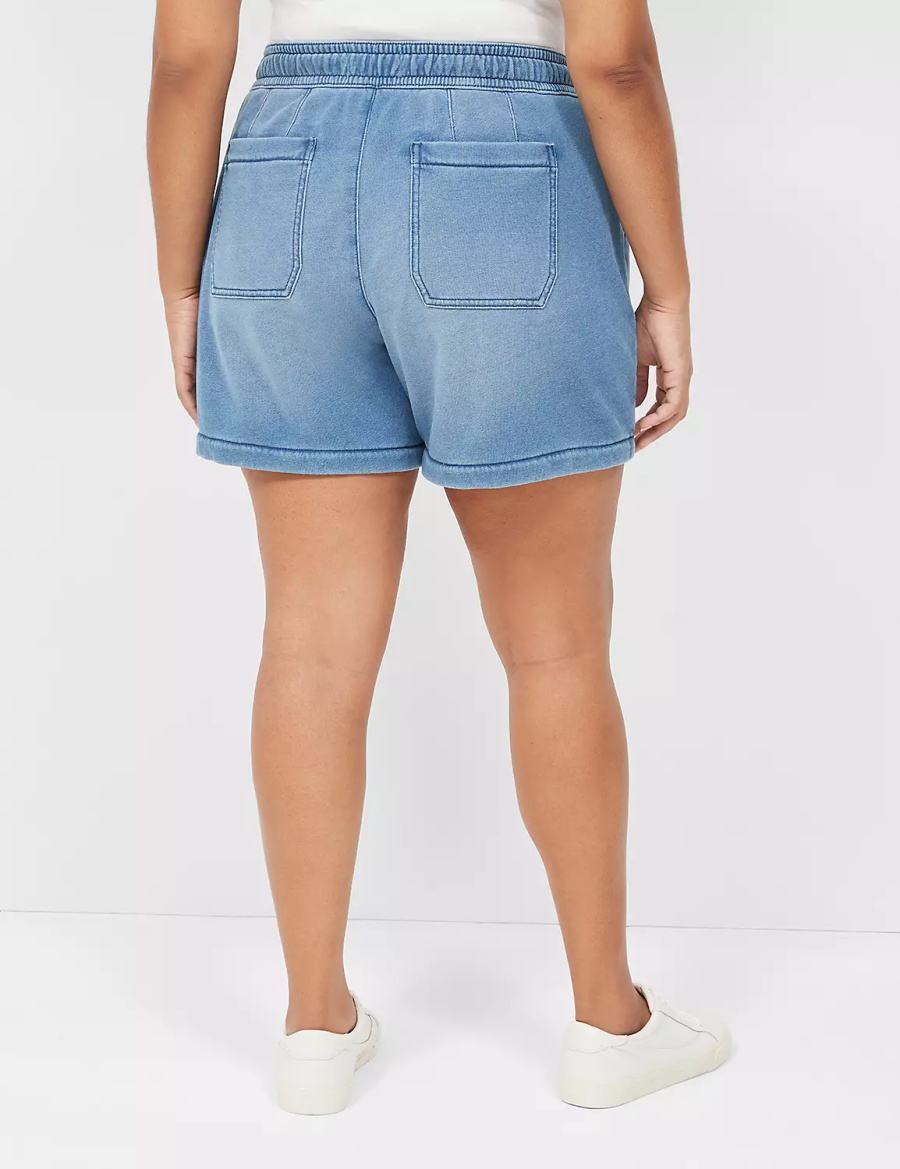 Women Lane Bryant Pull-On Fit Relaxed Knit Shorts Light Blue | CBP7492OY