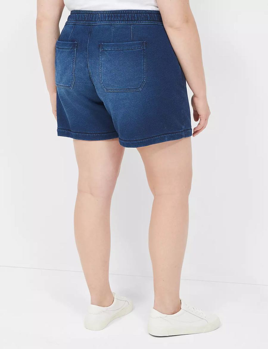Women Lane Bryant Pull-On Fit Relaxed Knit Shorts Blue | VFW8129ND