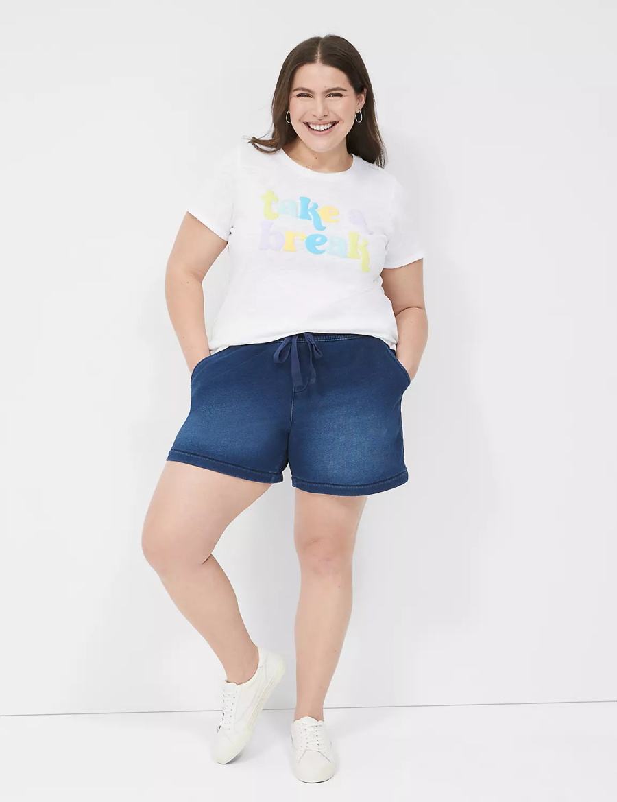 Women Lane Bryant Pull-On Fit Relaxed Knit Shorts Blue | VFW8129ND