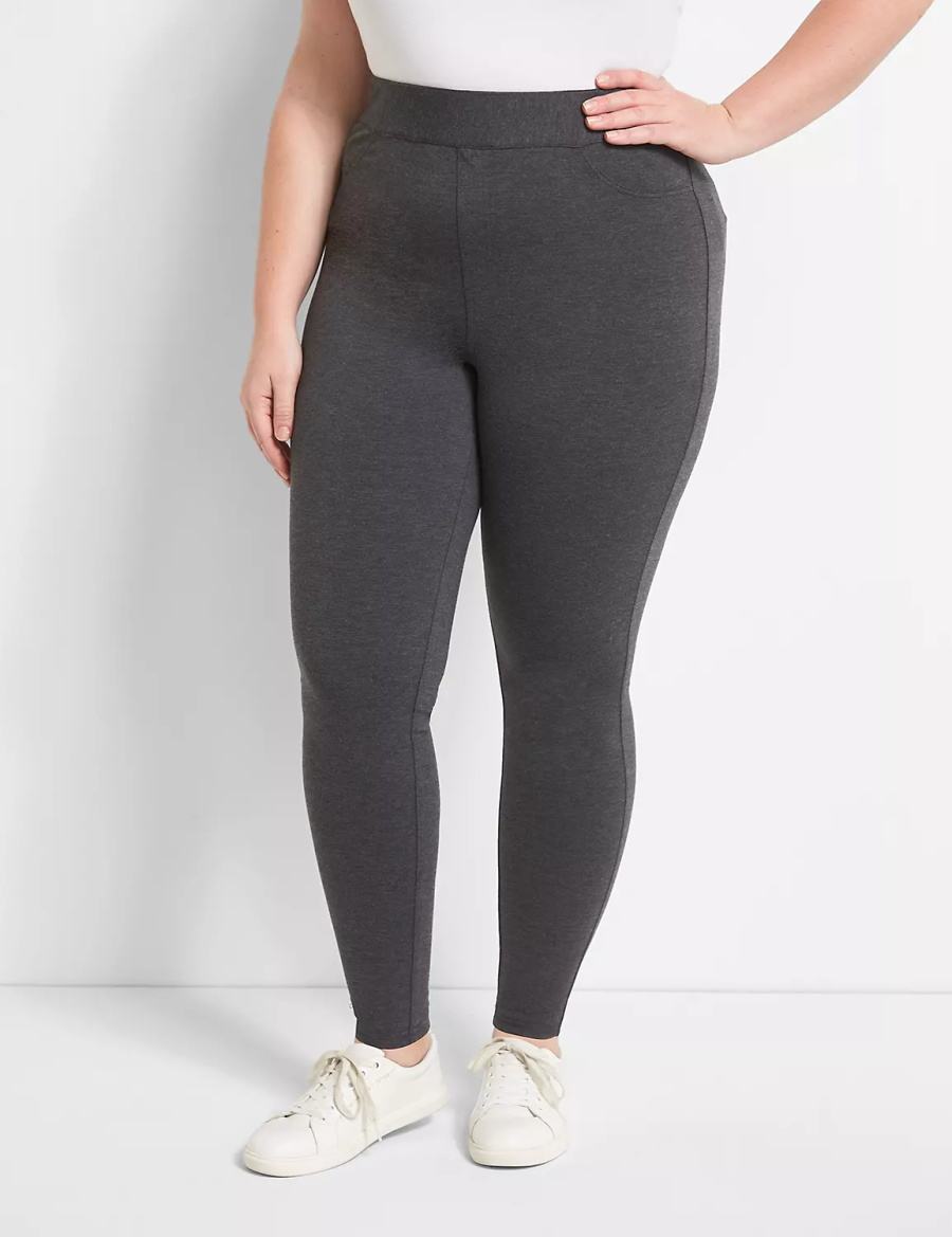 Women Lane Bryant Pull-On High-Rise Leggings Dark Grey | DHA415DQ