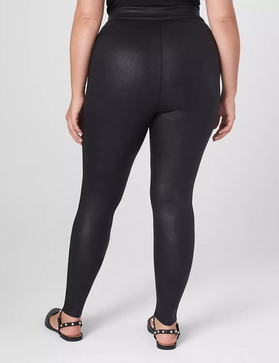 Women Lane Bryant Pull-On High-Rise Ponte - Coated Leggings Black | TKM3743GH