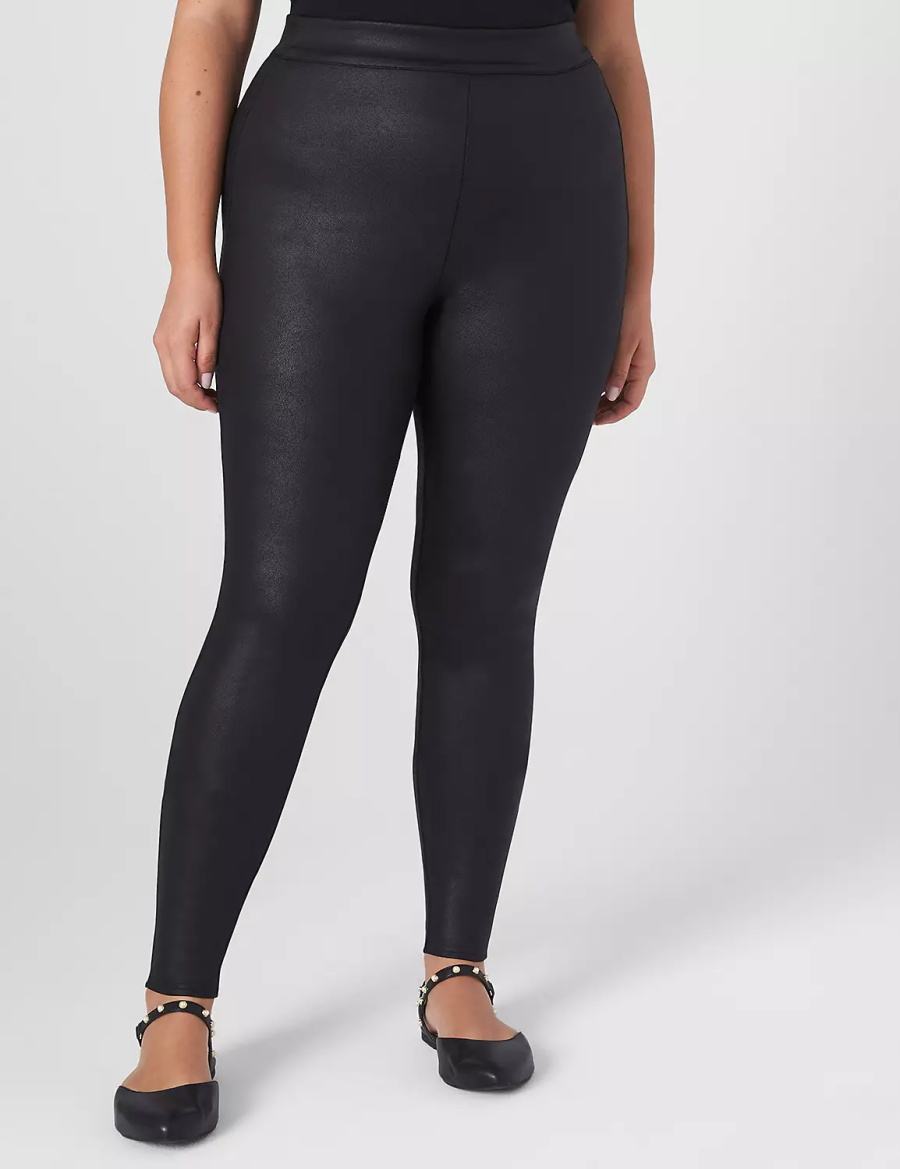 Women Lane Bryant Pull-On High-Rise Ponte - Coated Leggings Black | TKM3743GH
