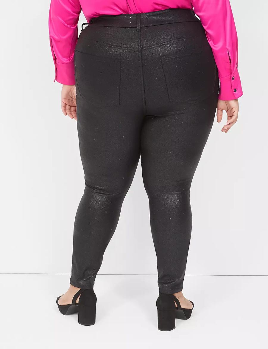 Women Lane Bryant Pull-On High-Rise Sparkle Jeggings Black | BCT5053WV