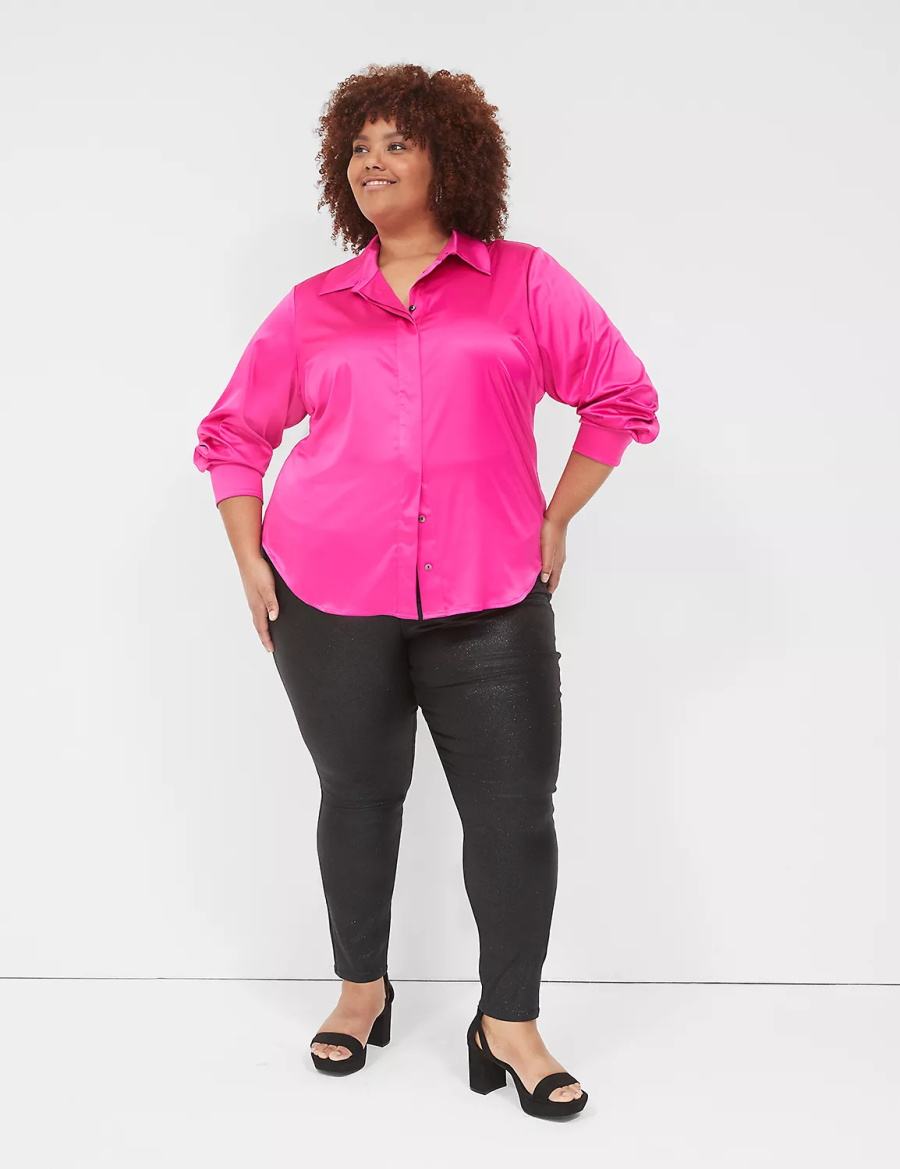 Women Lane Bryant Pull-On High-Rise Sparkle Jeggings Black | BCT5053WV