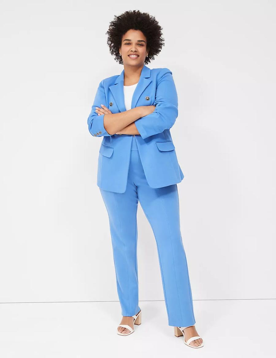 Women Lane Bryant Pull-On Ottoman Ponte Straight Leg Pants Blue | MSD298NR
