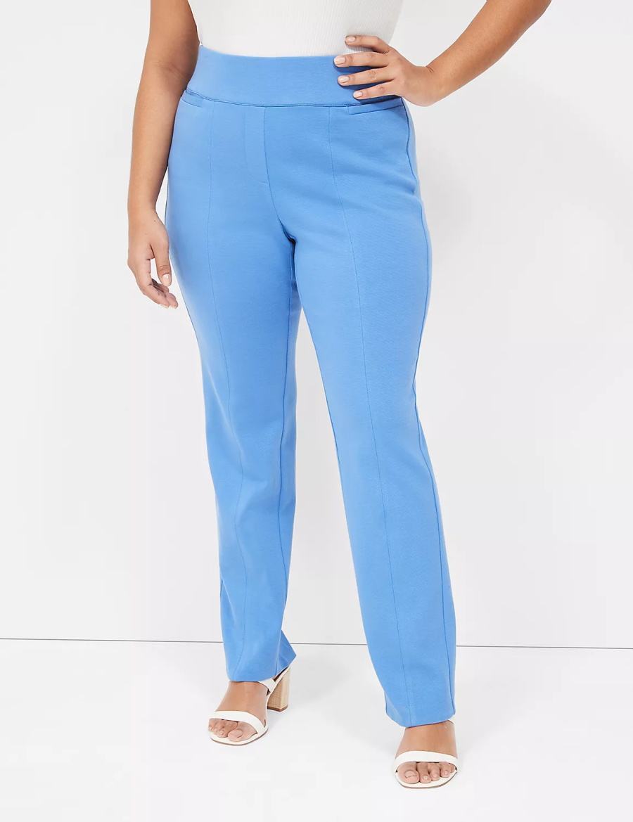 Women Lane Bryant Pull-On Ottoman Ponte Straight Leg Pants Blue | MSD298NR