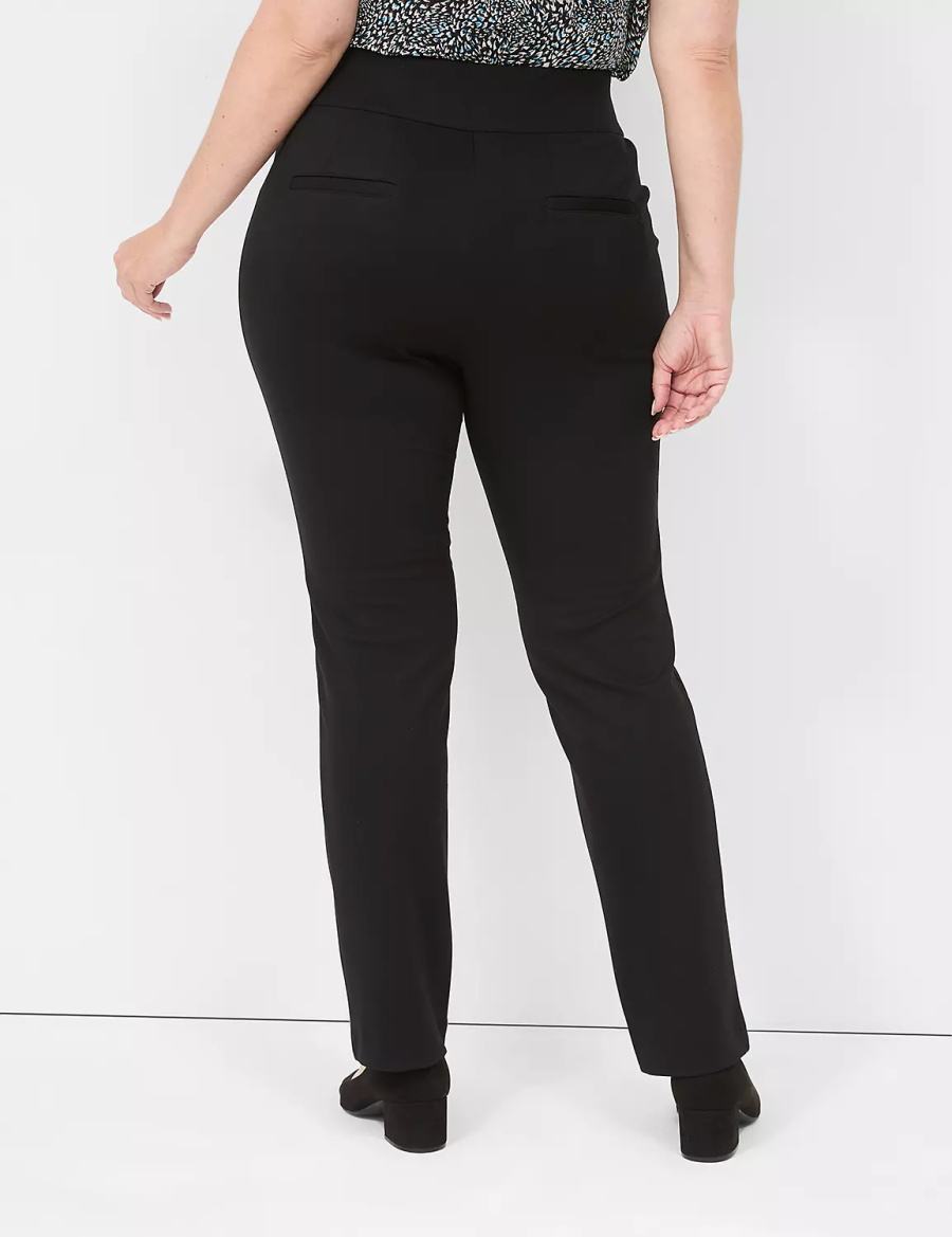 Women Lane Bryant Pull-On Ponte Straight Pants Black | KTQ9455RM