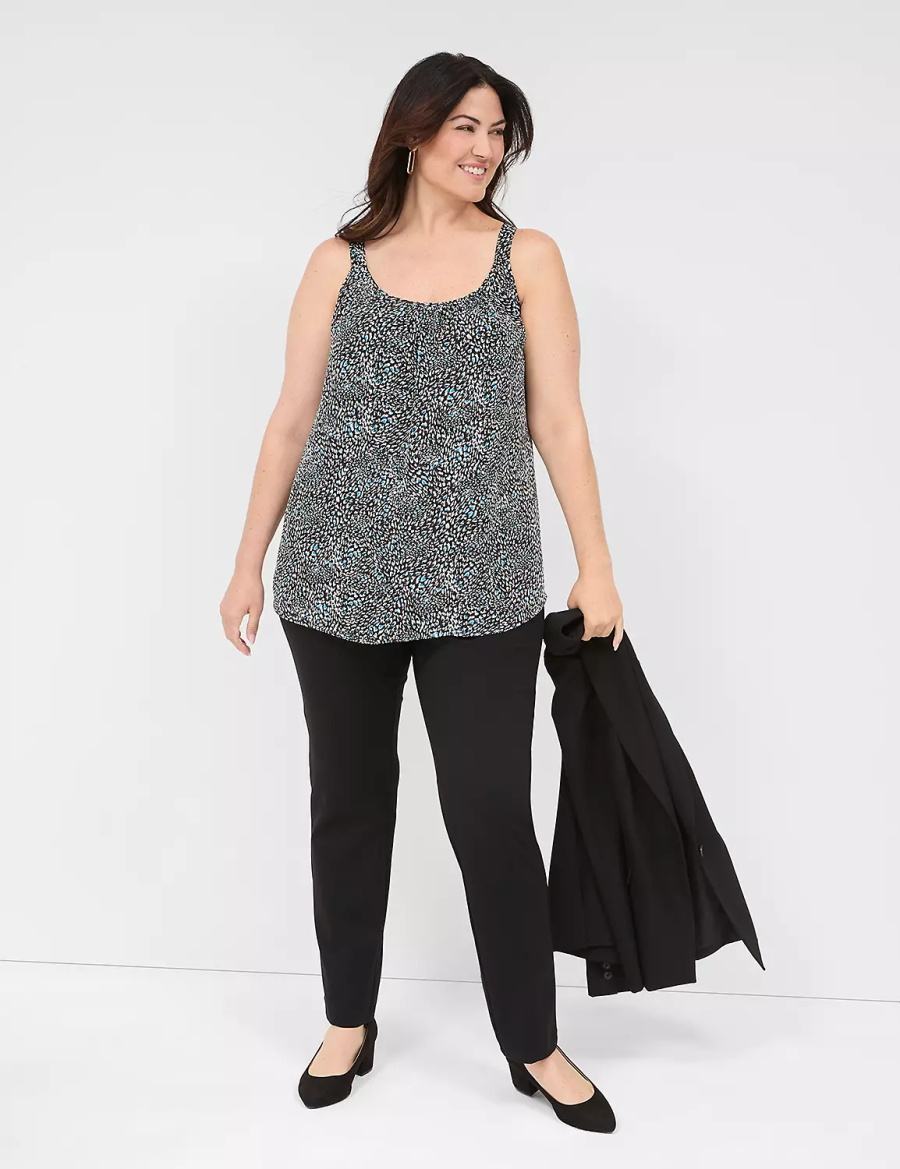 Women Lane Bryant Pull-On Ponte Straight Pants Black | KTQ9455RM