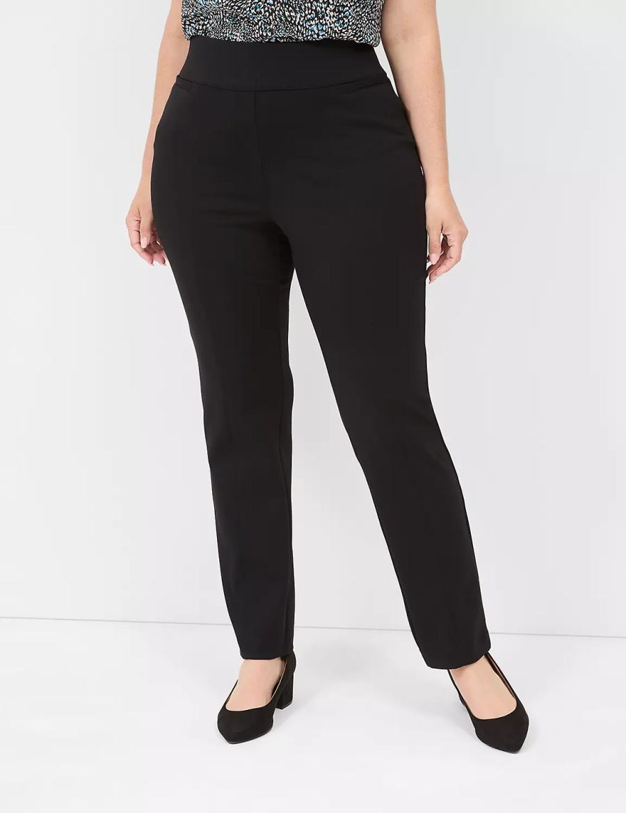 Women Lane Bryant Pull-On Ponte Straight Pants Black | KTQ9455RM