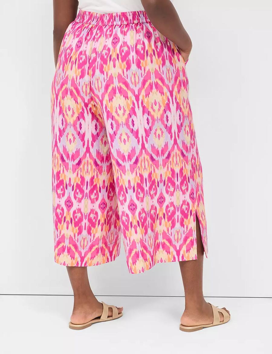 Women Lane Bryant Pull-On Side-Slit Crop Pants Pink | EOB762AN