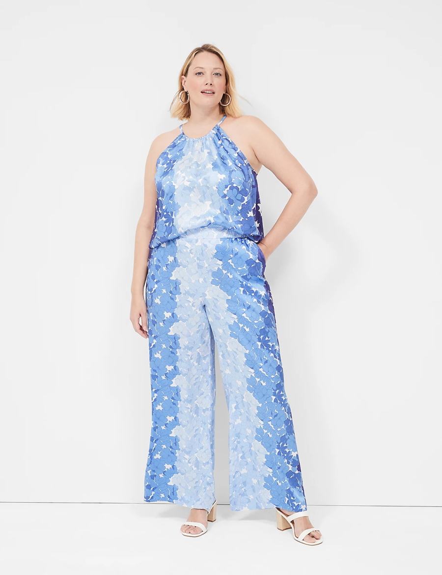 Women Lane Bryant Pull-On Wide Leg Pants Blue | JFI4759TD