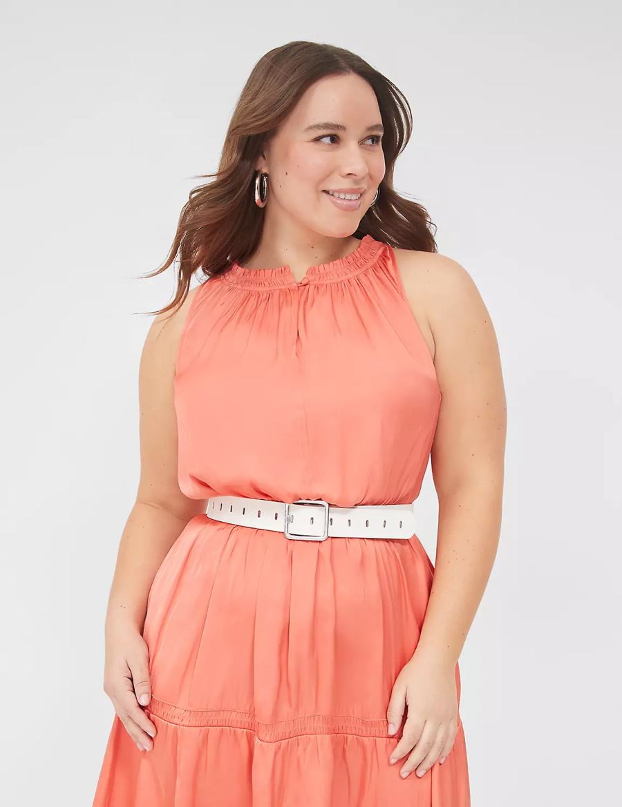Women Lane Bryant Rectangle-Buckle Reversible Belts White | AMD648MJ