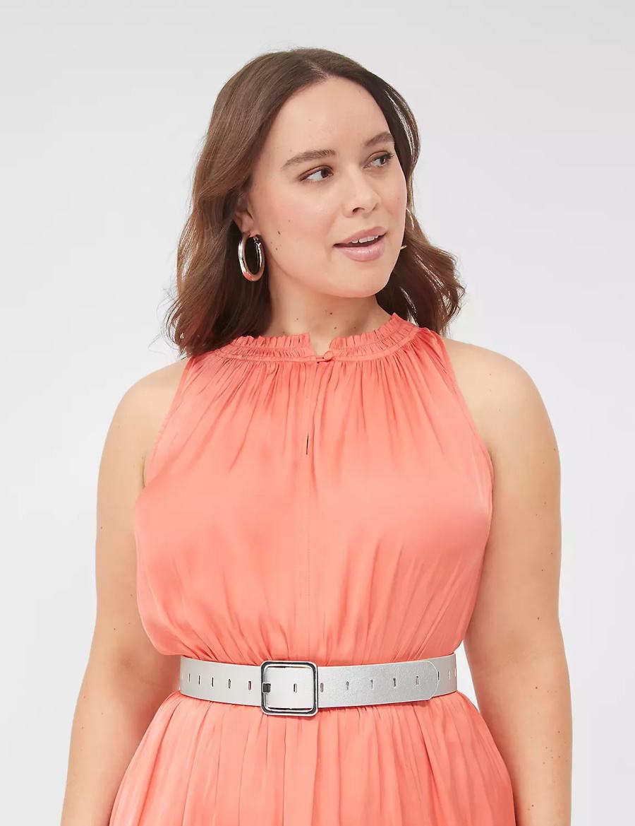 Women Lane Bryant Rectangle-Buckle Reversible Belts White | AMD648MJ
