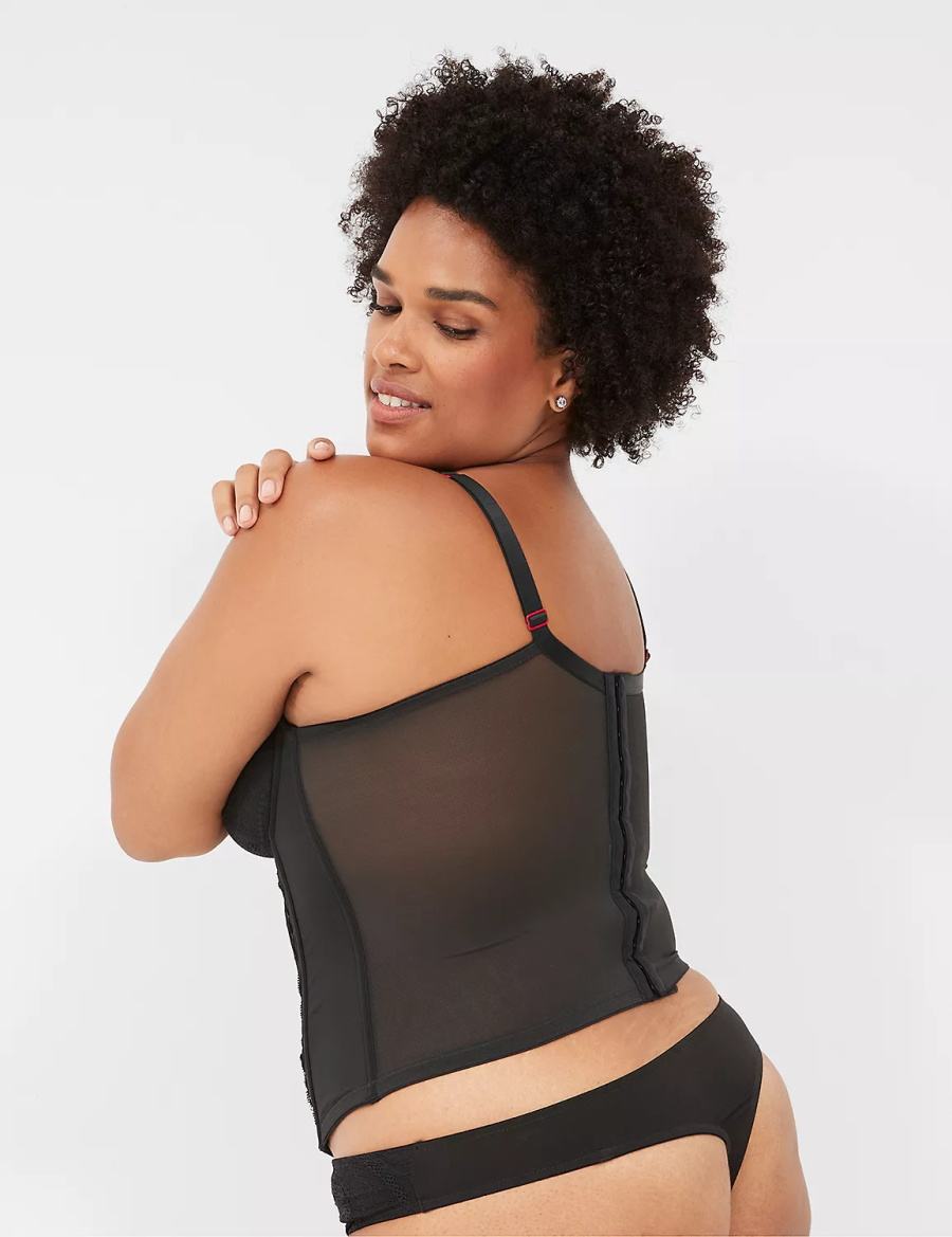 Women Lane Bryant Red Hardware Garter Thong Panty Black | YVT3335PD