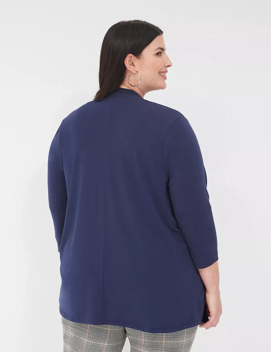 Women Lane Bryant Relaxed 3/4-Sleeve Overpiece Robe Blue | OUK4341VV