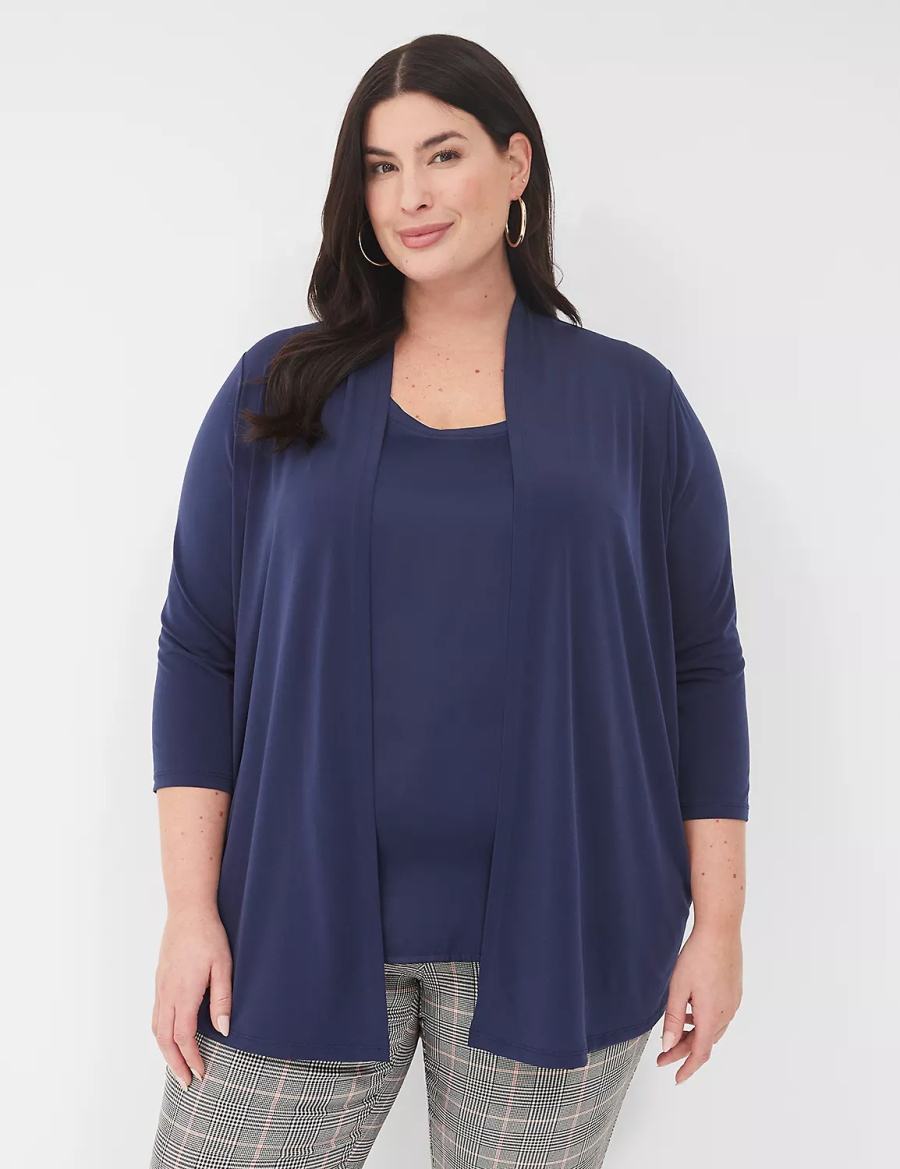 Women Lane Bryant Relaxed 3/4-Sleeve Overpiece Robe Blue | OUK4341VV