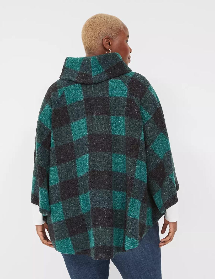 Women Lane Bryant Relaxed Cowlneck Pullover Poncho Pullover Green | VNX482VO