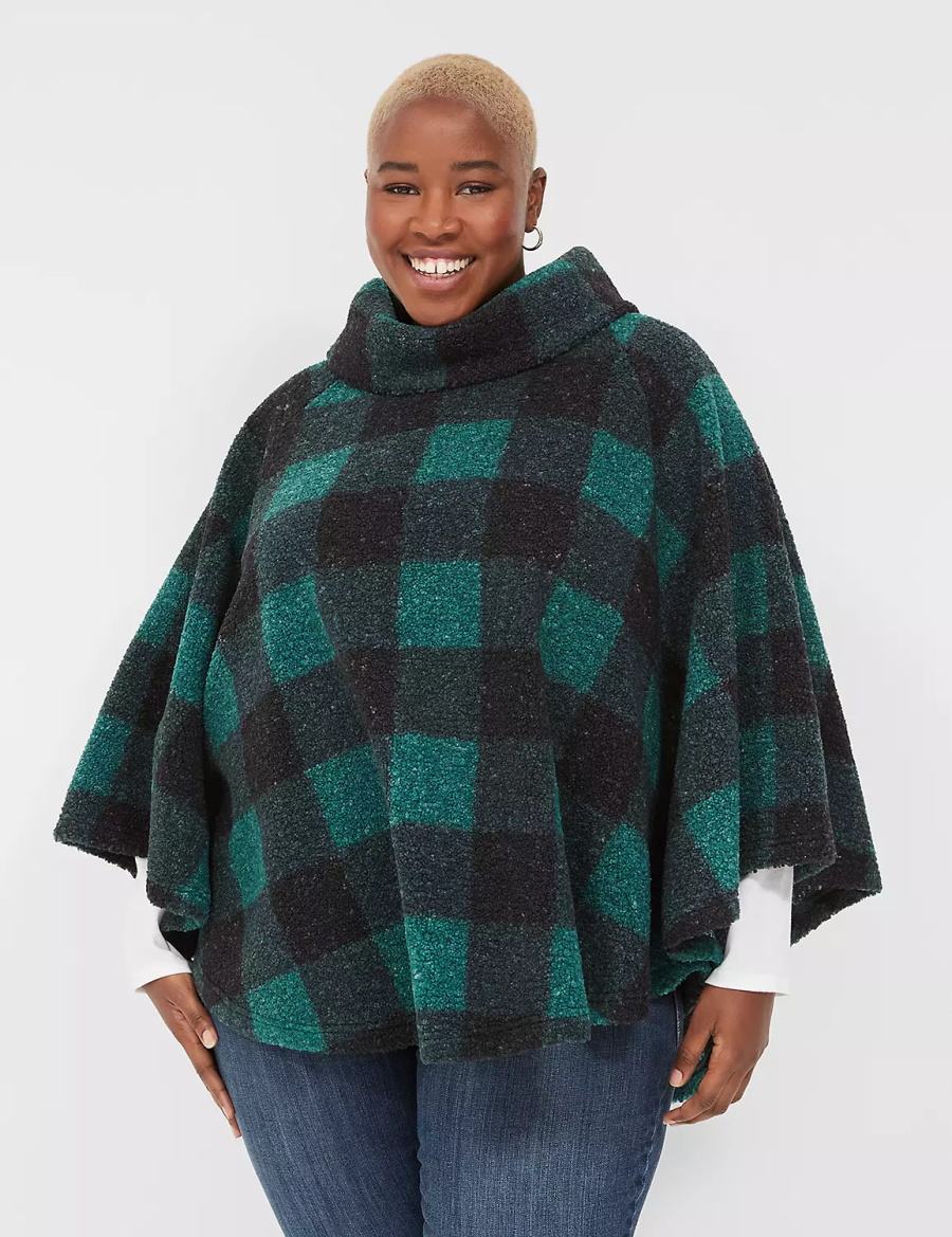 Women Lane Bryant Relaxed Cowlneck Pullover Poncho Pullover Green | VNX482VO
