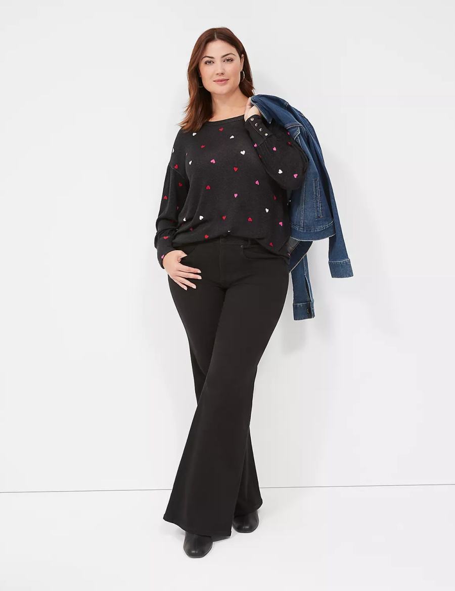 Women Lane Bryant Relaxed Scoop-Neck Sweatshirts Black | BYA2129WH
