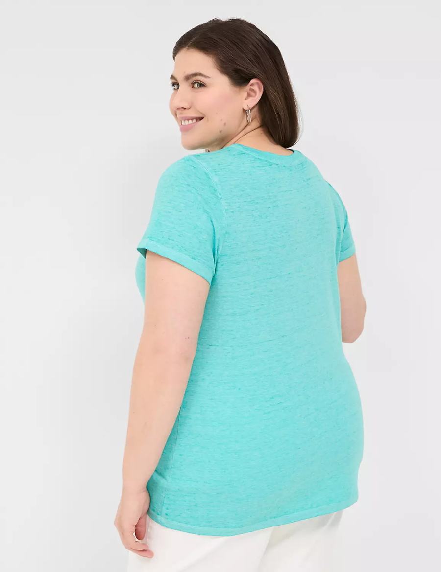 Women Lane Bryant Rhinestone Mickey Graphic Tee T Shirts Green | PXR580HI