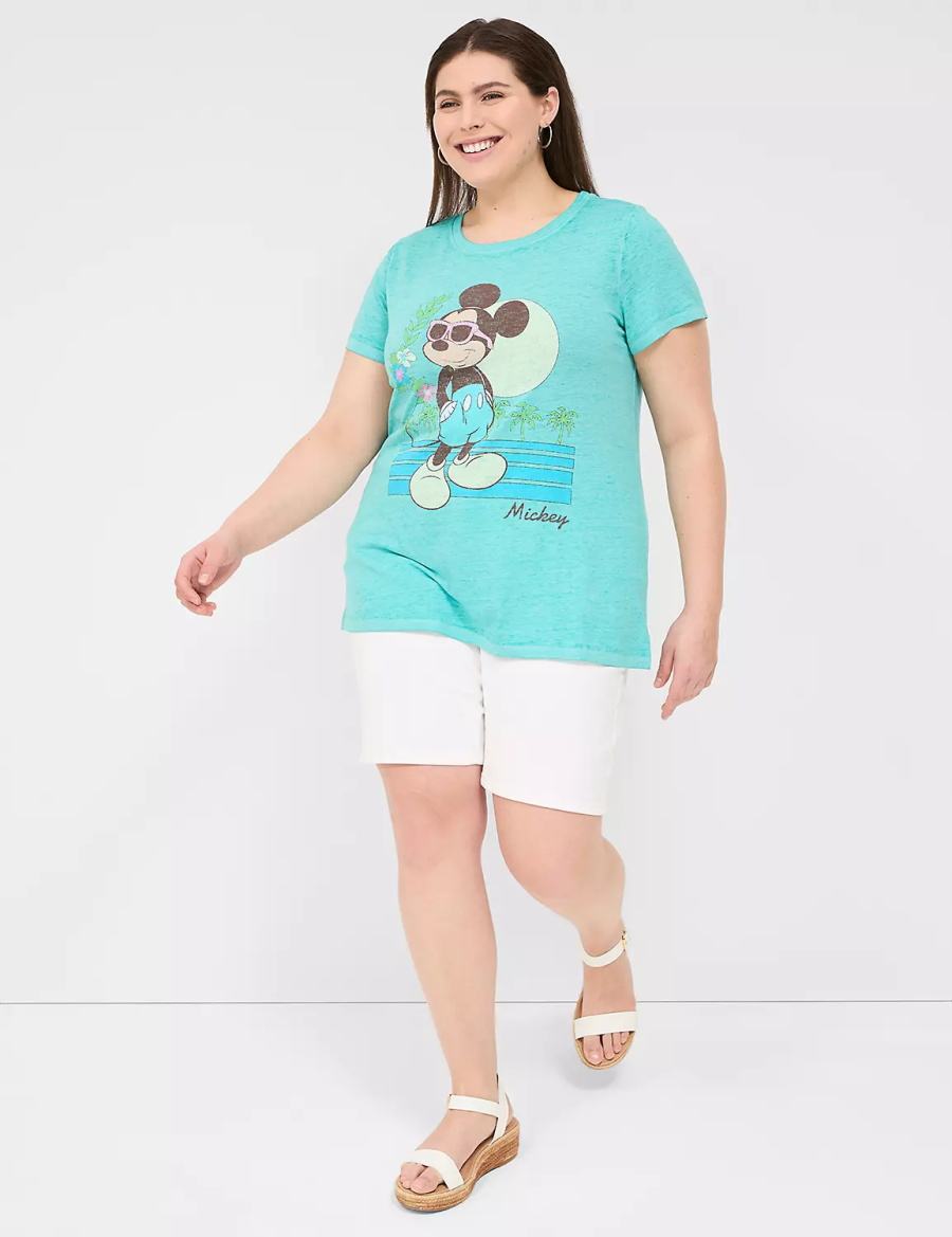 Women Lane Bryant Rhinestone Mickey Graphic Tee T Shirts Green | PXR580HI