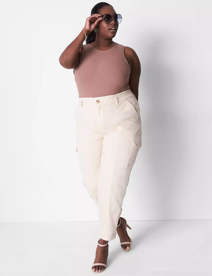 Women Lane Bryant Rib Open-Back Bodysuit Brown | ZHP4346YJ