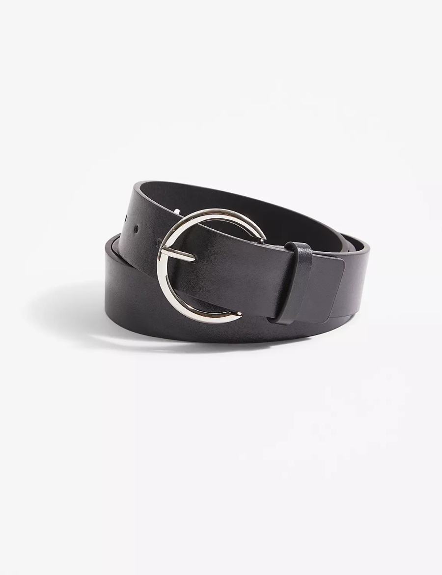 Women Lane Bryant Round Buckle Belts Black | LRZ634GY