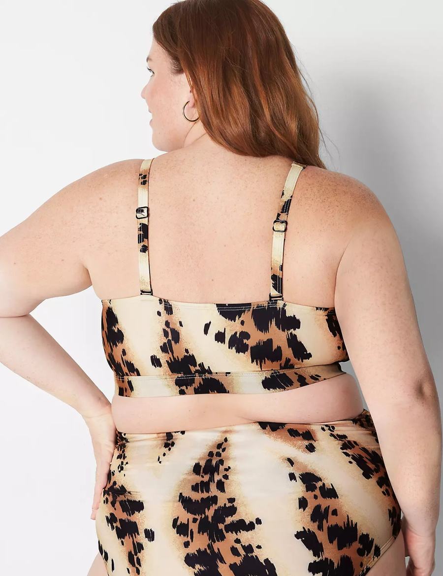 Women Lane Bryant Ruched Side High-Waist Swim Briefs Brown | JIE5471SW