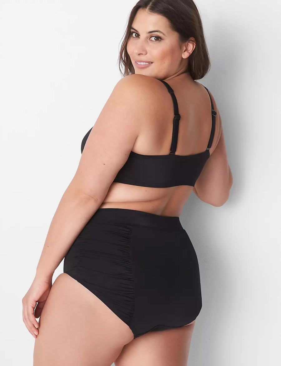 Women Lane Bryant Ruched Swim Briefs Black | PYH8923UY