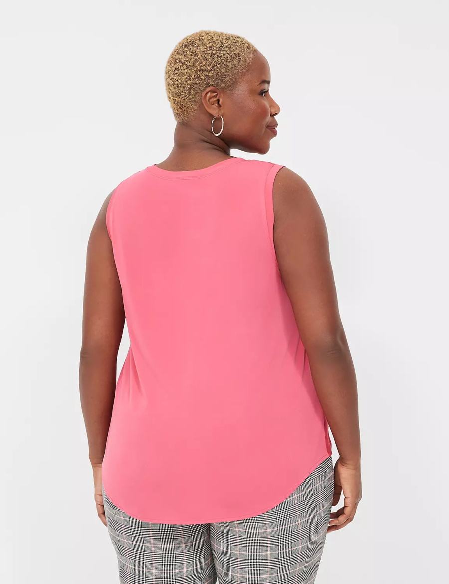 Women Lane Bryant Satin & Matte Jersey Tank Top Pink | DYK3399PO