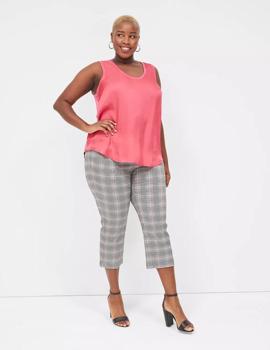 Women Lane Bryant Satin & Matte Jersey Tank Top Pink | DYK3399PO