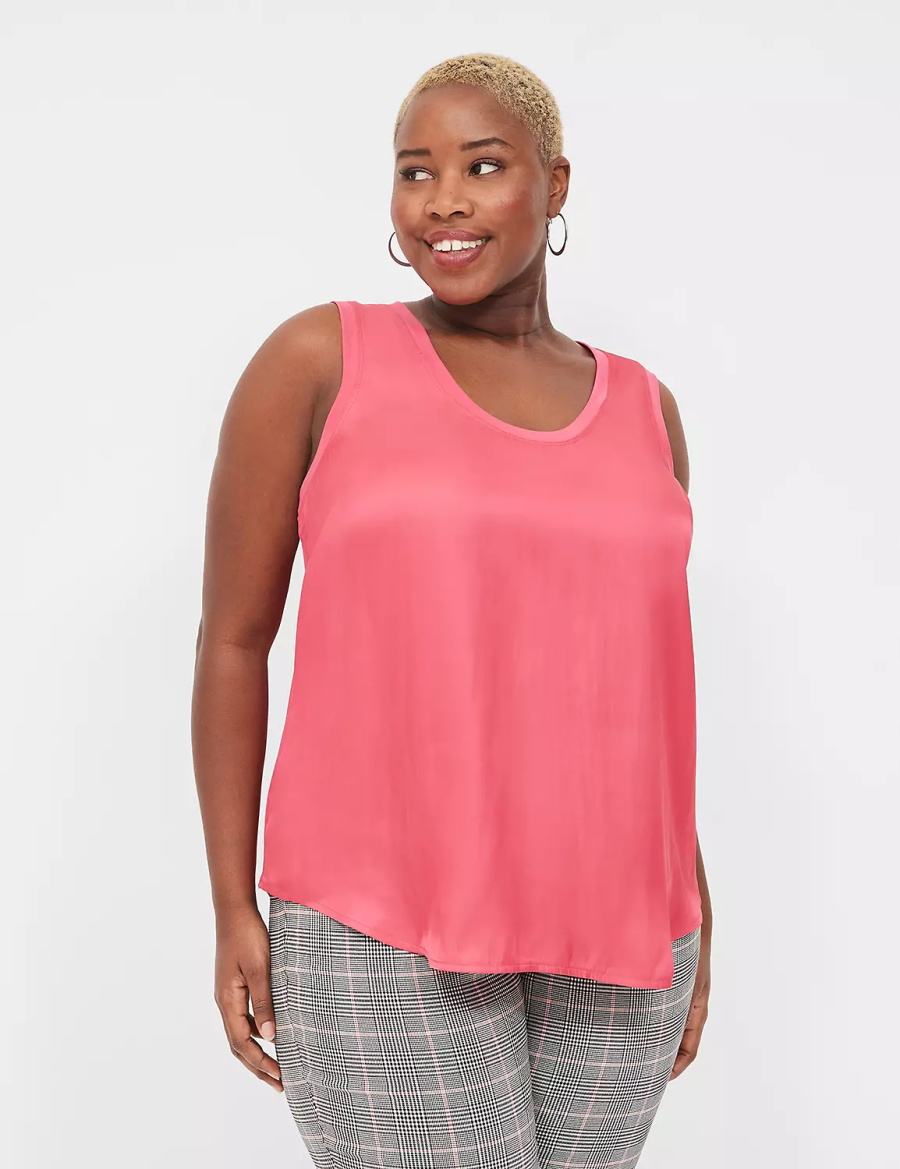Women Lane Bryant Satin & Matte Jersey Tank Top Pink | DYK3399PO