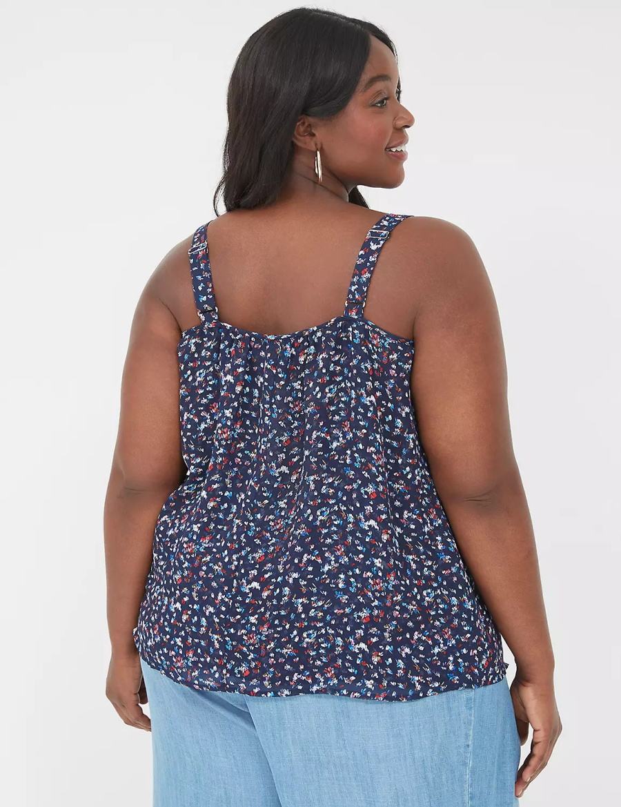 Women Lane Bryant Scoop-Neck Cami Tank Top Dark Blue | ETJ374OC