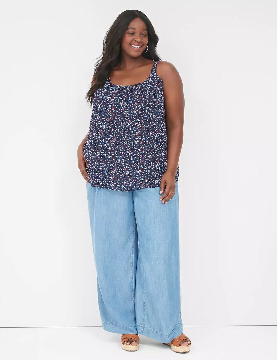 Women Lane Bryant Scoop-Neck Cami Tank Top Dark Blue | ETJ374OC