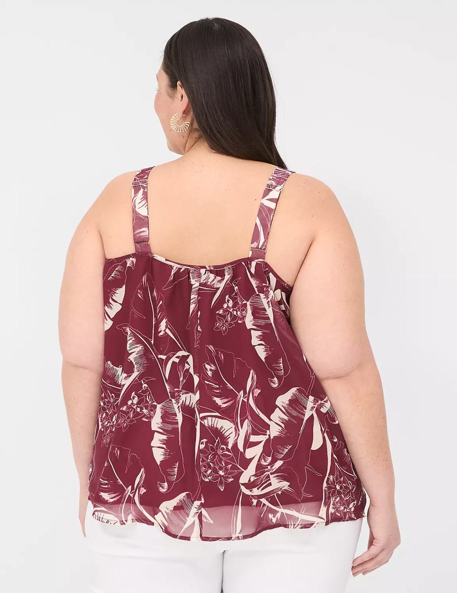 Women Lane Bryant Scoop-Neck Cami Tank Top Burgundy | HHP7024AM
