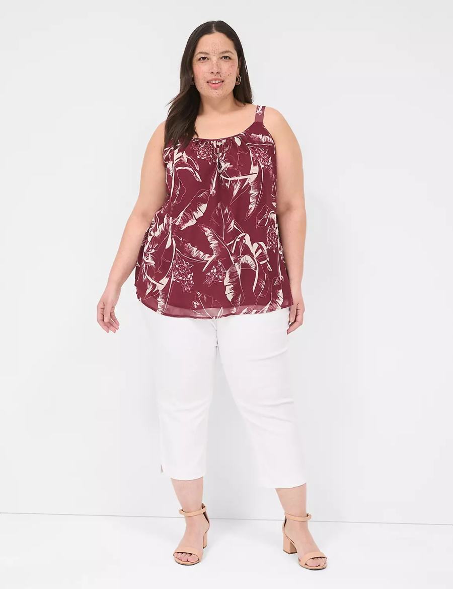 Women Lane Bryant Scoop-Neck Cami Tank Top Burgundy | HHP7024AM