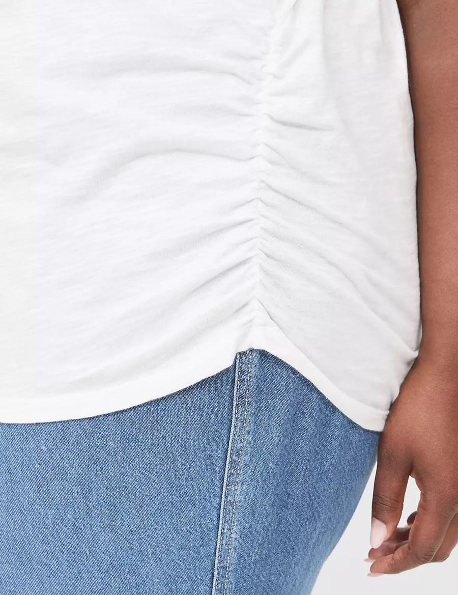 Women Lane Bryant Scoop-Neck Side-Ruched Tank Top White | BLV6412TP