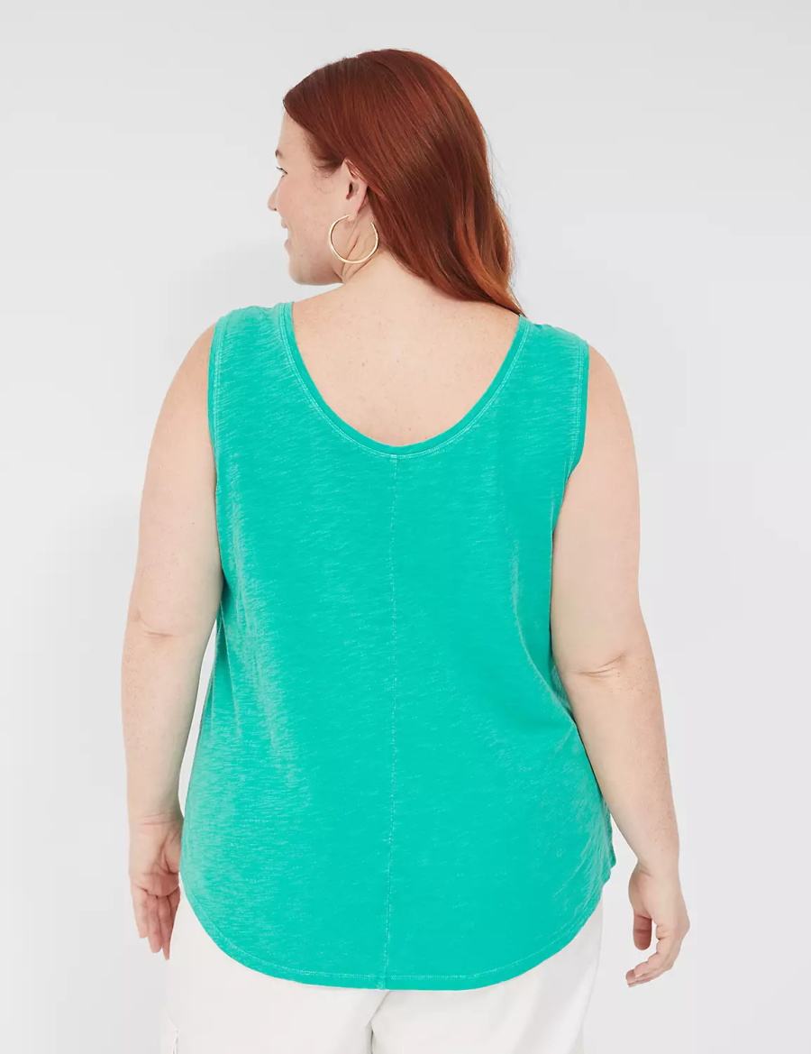 Women Lane Bryant Scoop-Neck Tank Top Turquoise | YUW2980IT