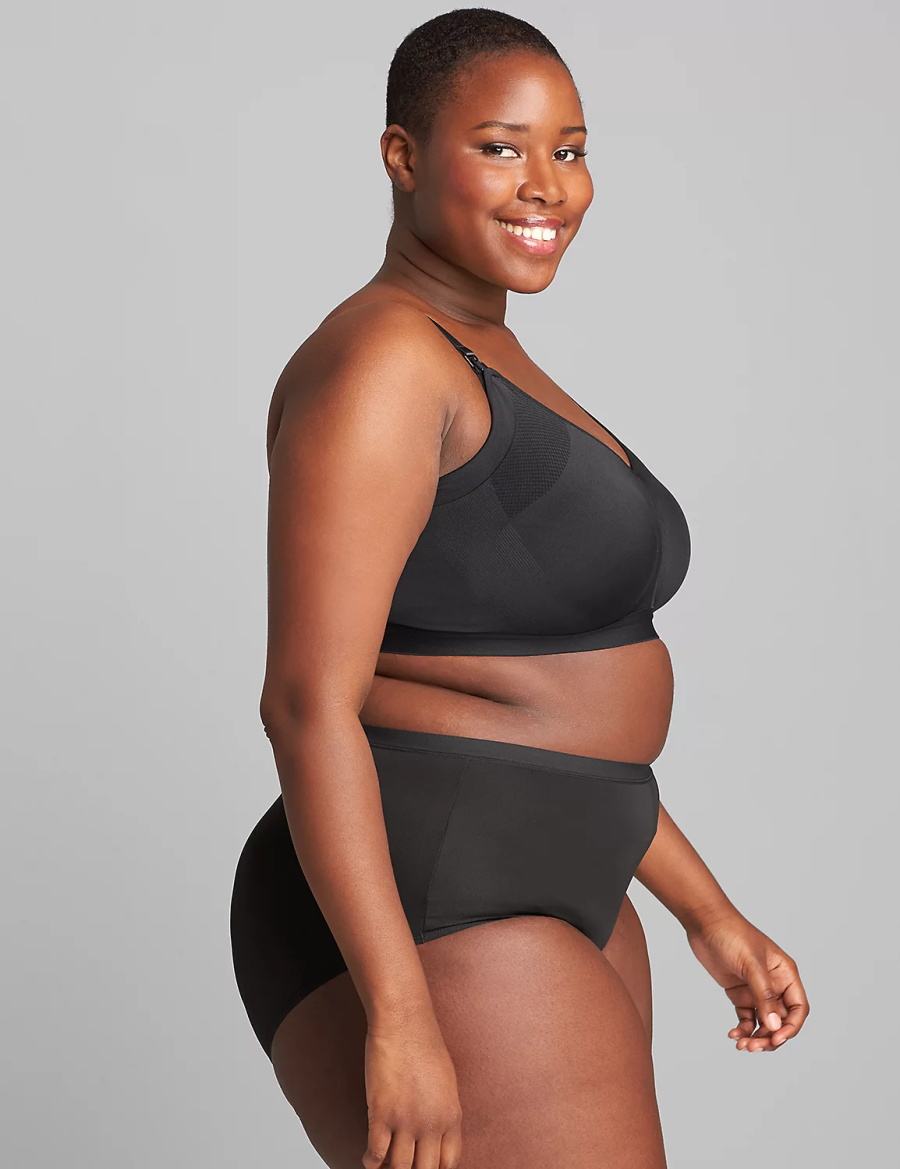 Women Lane Bryant Seamless Lightly Lined Nursing Bralettes Black | VXW7160YU