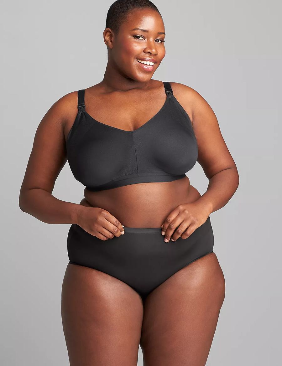 Women Lane Bryant Seamless Lightly Lined Nursing Bralettes Black | VXW7160YU
