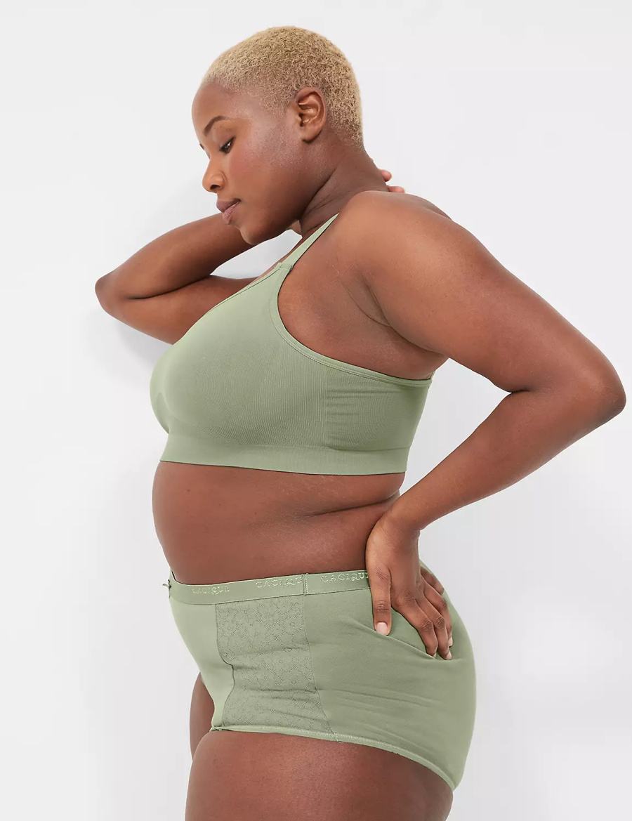 Women Lane Bryant Seamless Strappy-Back Bralettes Green | QVG8341FC