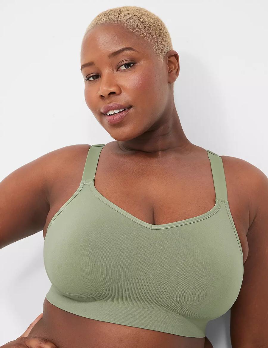 Women Lane Bryant Seamless Strappy-Back Bralettes Green | QVG8341FC