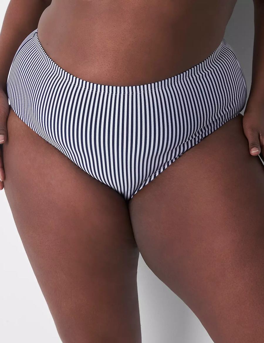 Women Lane Bryant Seersucker Swim Briefs Blue | BIQ5985YH