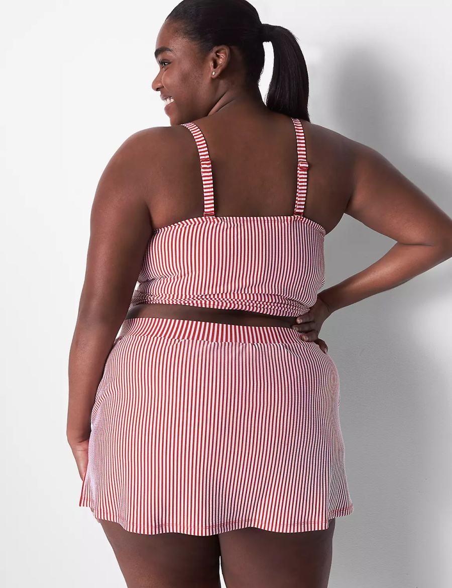 Women Lane Bryant Seersucker Swim Skirts White | KWG1580ZT
